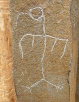 One of the Columbia river petroglyphs on display.